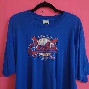 Vintage 90s y2k vtg Dynasty Chicago Cubs XL Blue Cotton T-Shirt Baseball Graphic